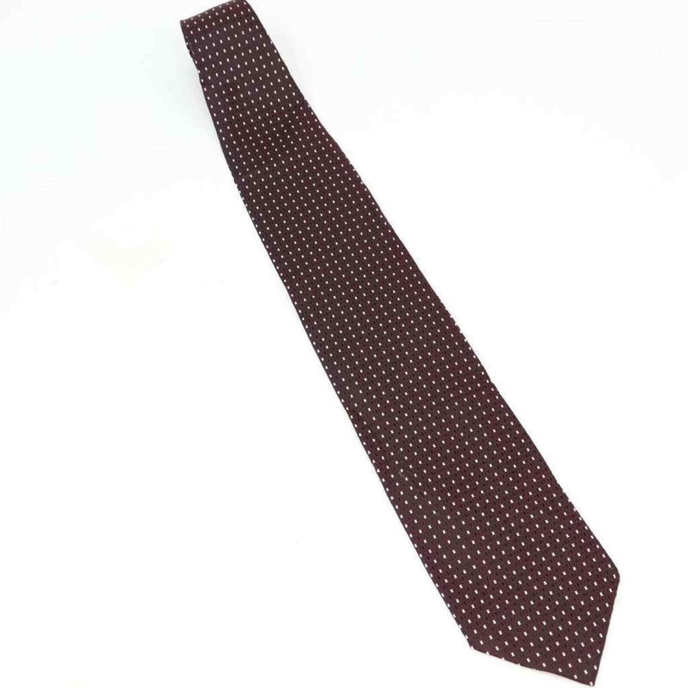 Foggia Mens Classic Neck Tie Maroon Black Geometric 100% Silk Tied Wide